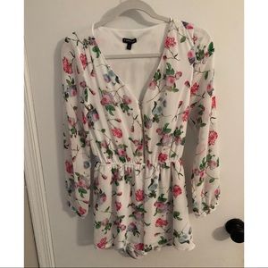 express white floral romper front zip